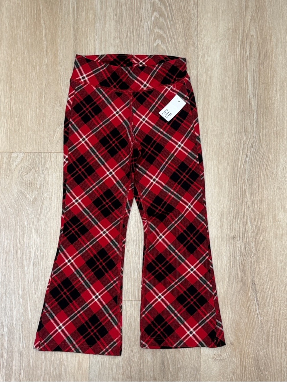 Kids Red Plaid Flare Pants